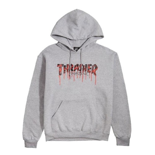 THRASHER BLOOD DRIP HOODIE GRIS