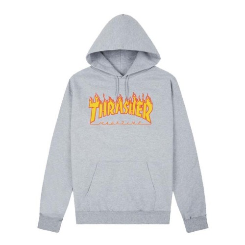 THRASHER FLAME LOGO HOODIE GRIS