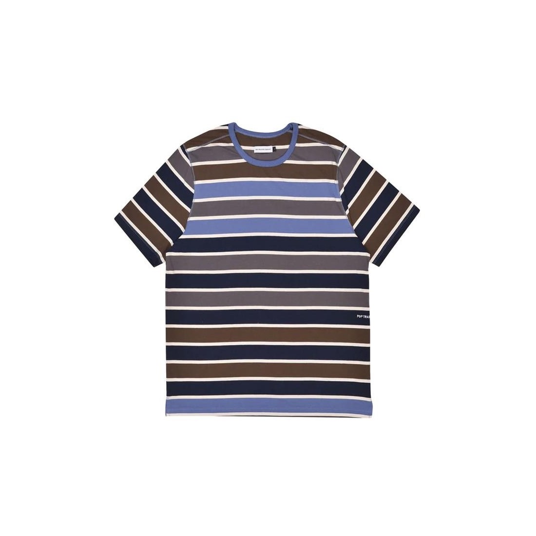 POP TRADING STRIPED LOGO TEE AZUL MARINO