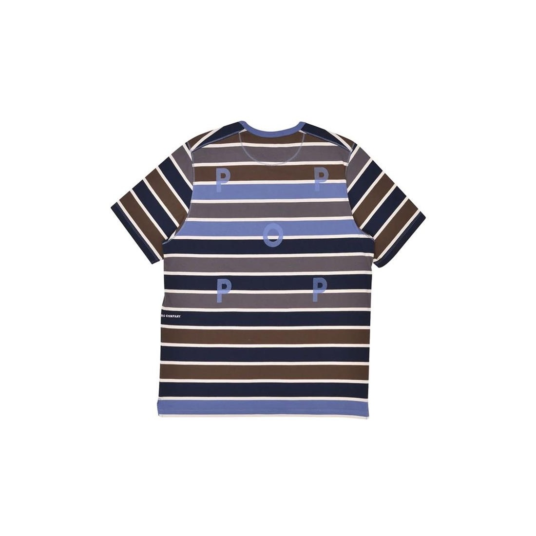 POP TRADING STRIPED LOGO TEE AZUL MARINO