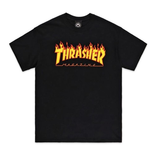 THRASHER FLAME LOGO TEE NEGRO
