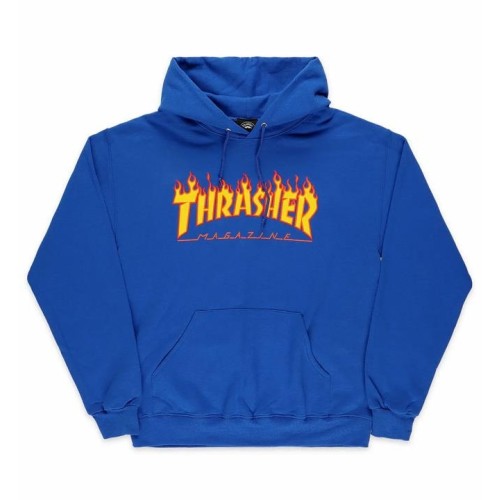 THRASHER FLAME LOGO HOOD AZUL
