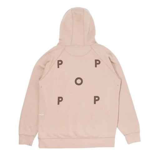 POP TRADING LOGO HOODED SWEAT BEIGE
