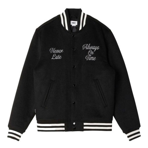 OBEY TIME VARSITY  JACKET NEGRO