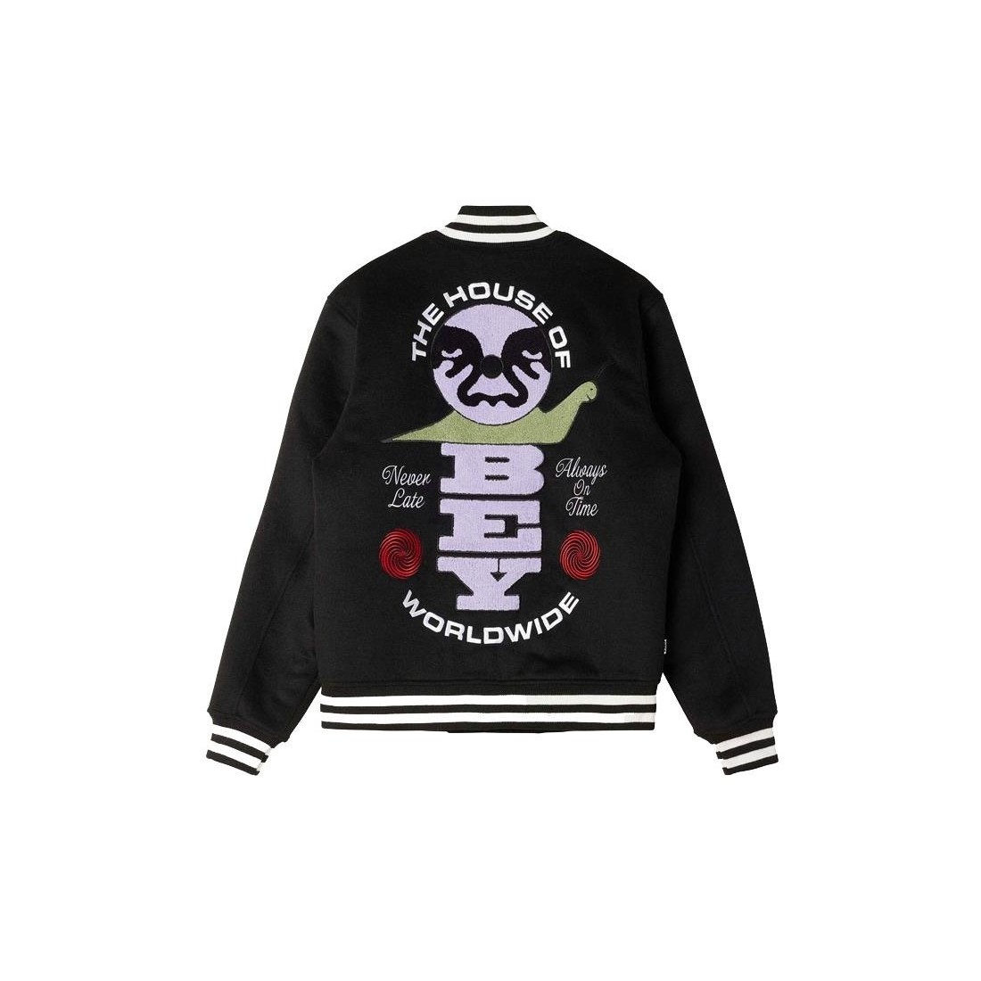 OBEY TIME VARSITY  JACKET NEGRO