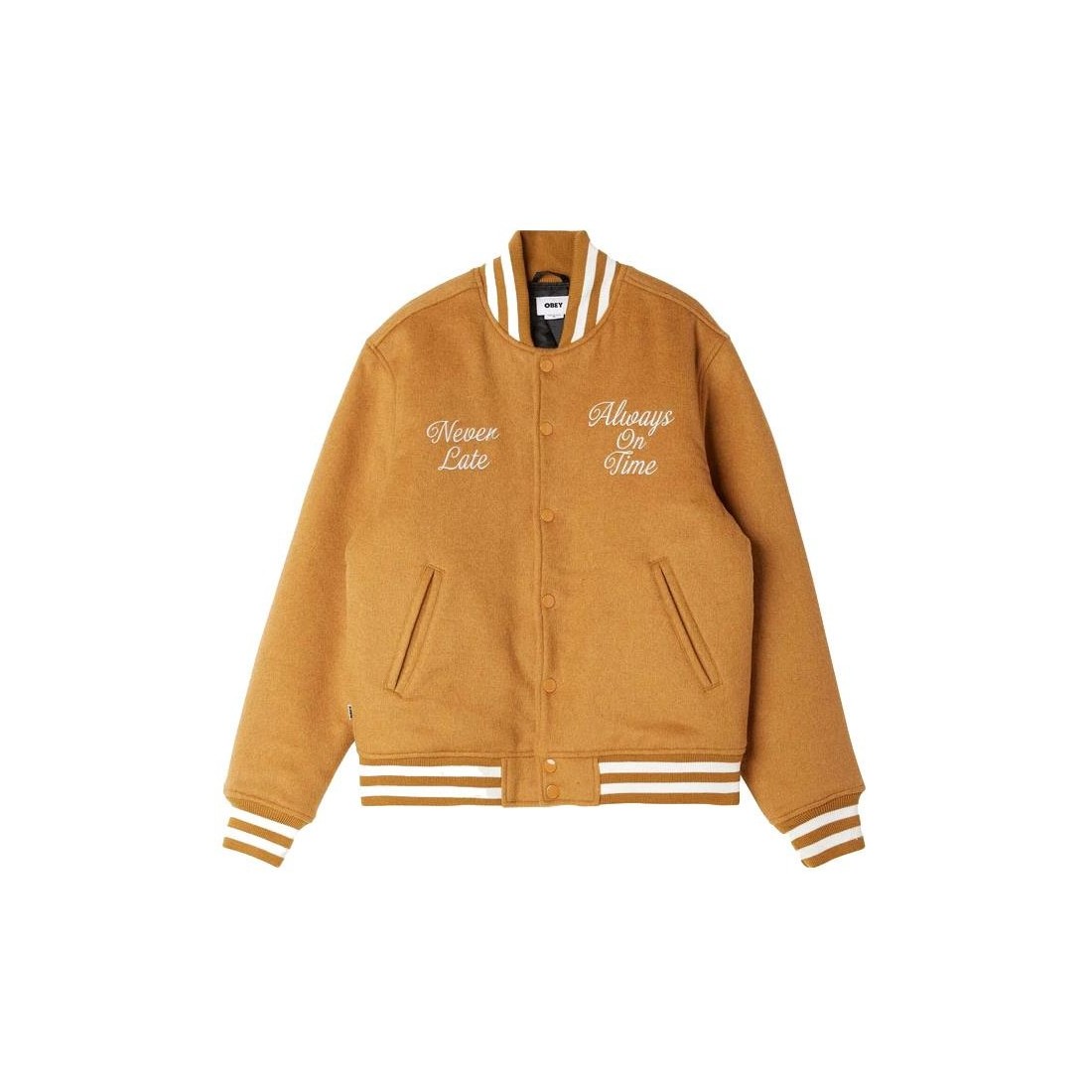 OBEY TIME VARSITY JACKET MARRON