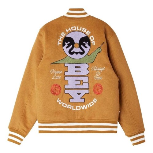 OBEY TIME VARSITY JACKET MARRON 2
