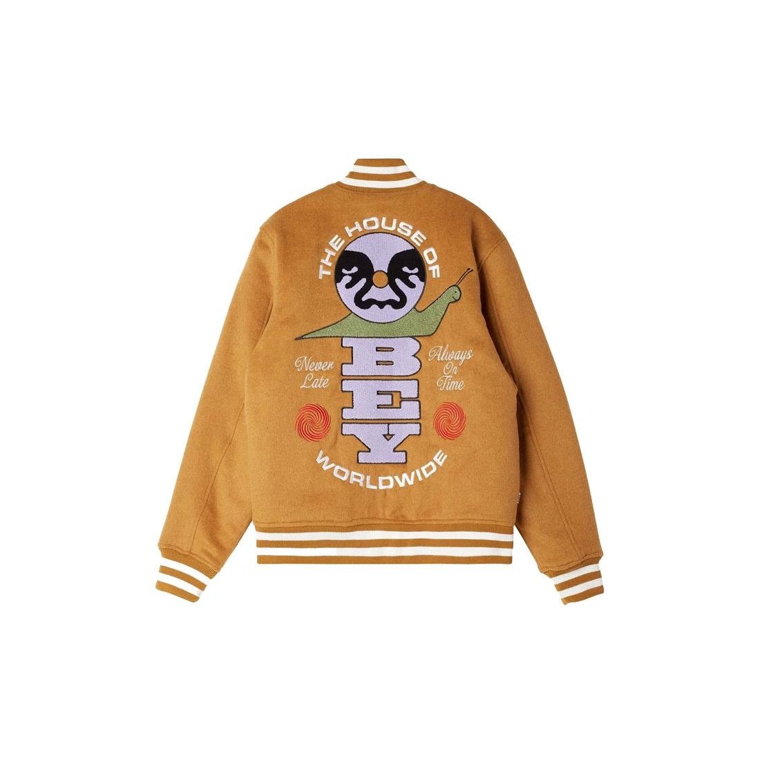 OBEY TIME VARSITY JACKET MARRON