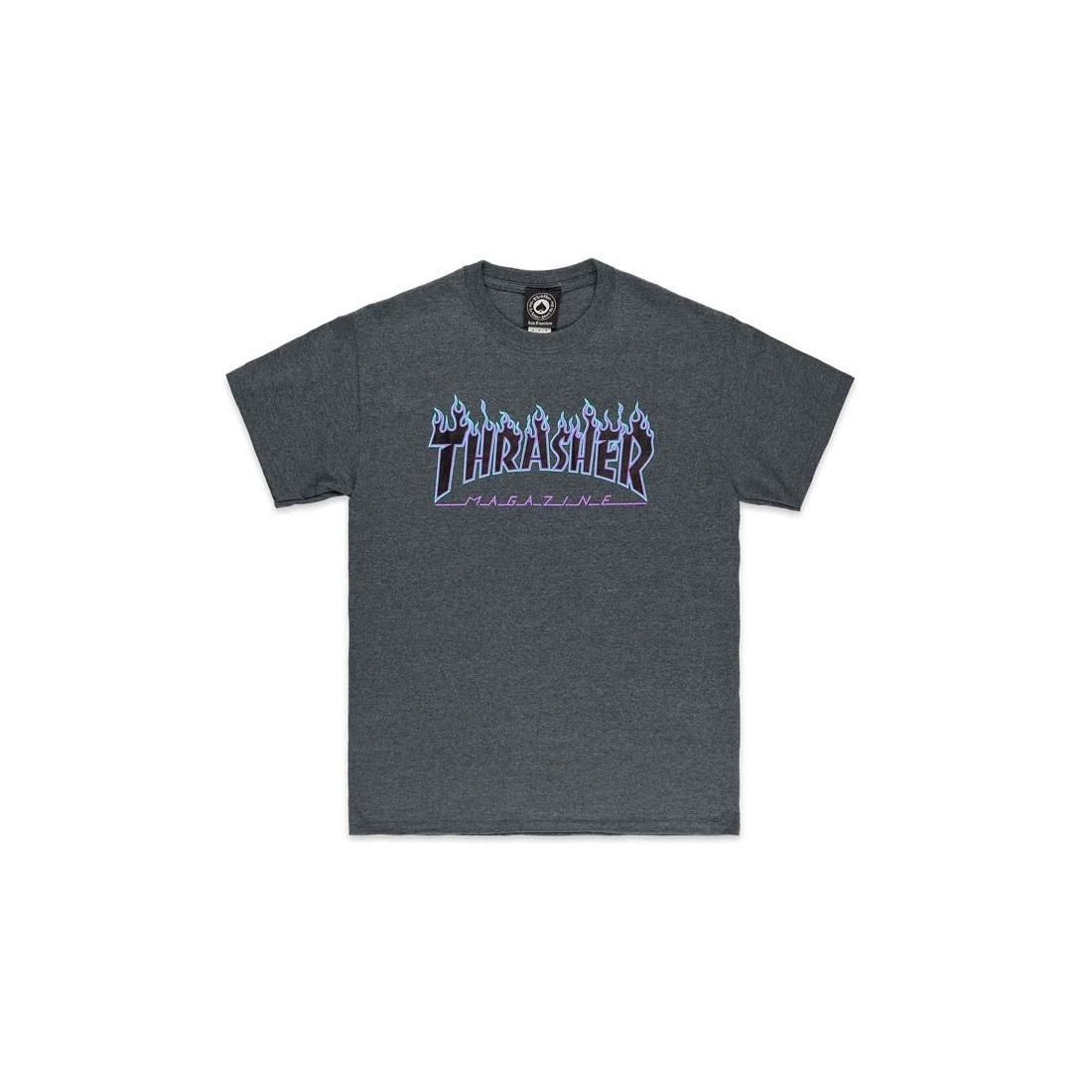 THRASHER FLAME LOGO TEE GRIS
