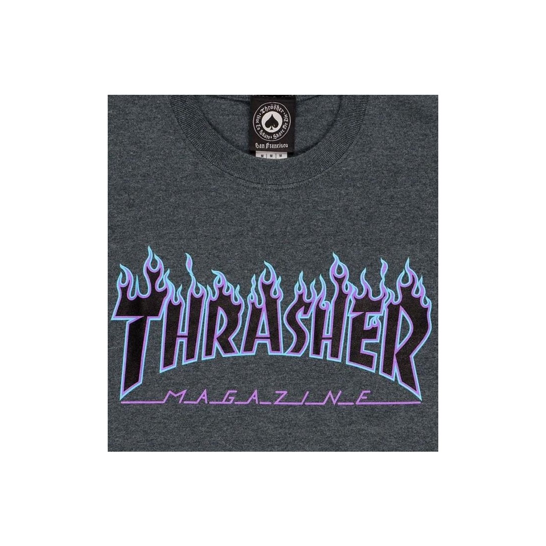 THRASHER FLAME LOGO TEE GRIS