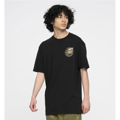 SANTA CRUZ HOLO FLAMED DOT TEE NEGRO 2