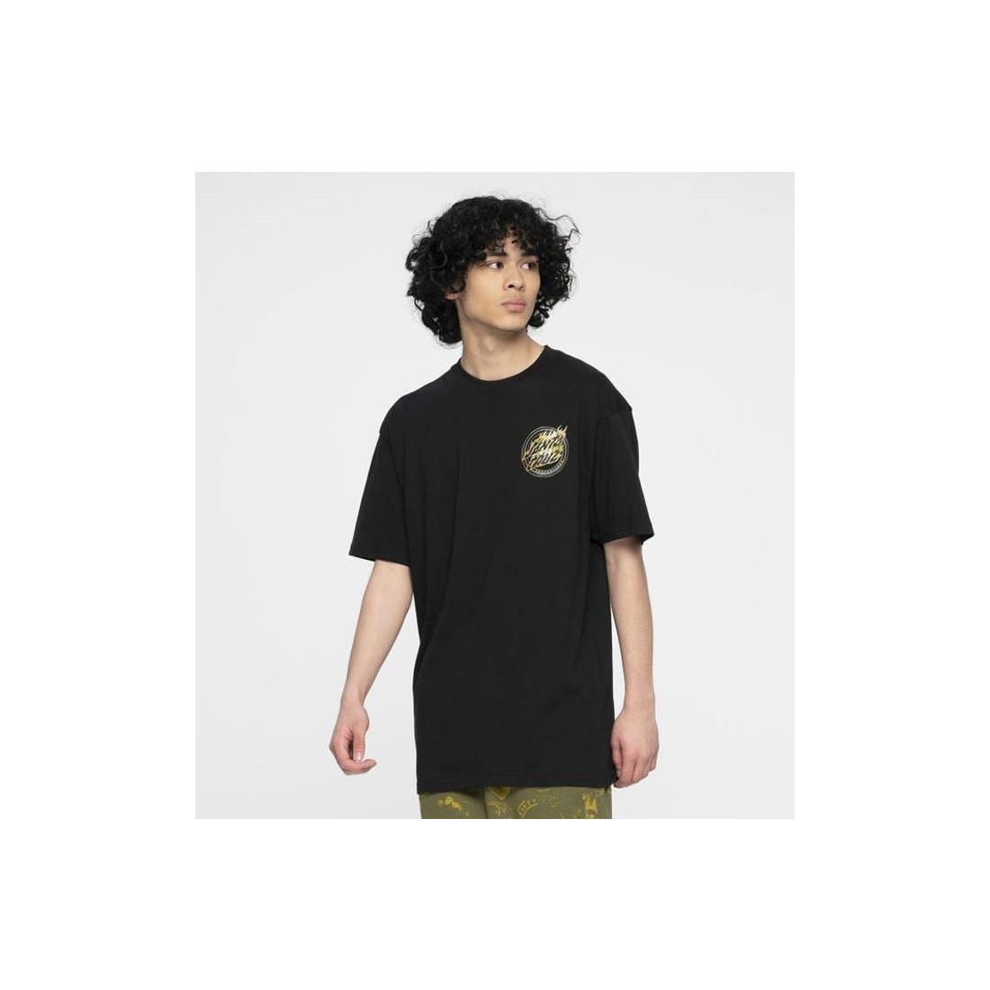 SANTA CRUZ HOLO FLAMED DOT TEE NEGRO