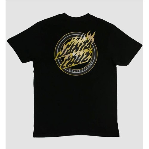 SANTA CRUZ HOLO FLAMED DOT TEE NEGRO