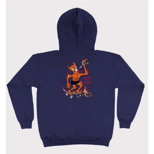 THRASHER BURN IT DOWN HOODIE AZUL MARINO