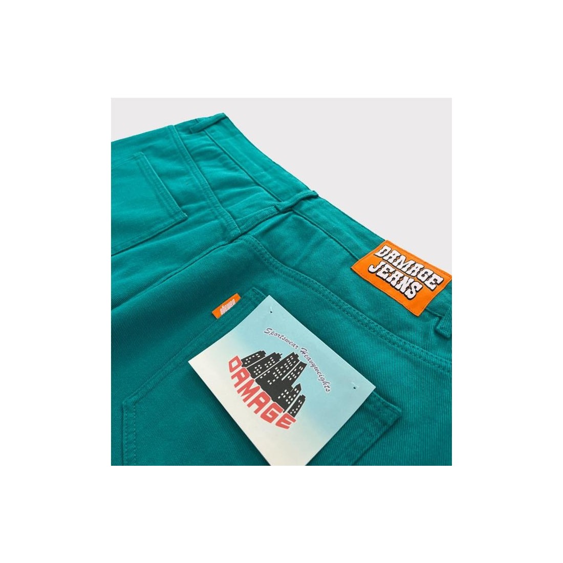 DAMAGE ORANGE TAB JEANS AZUL