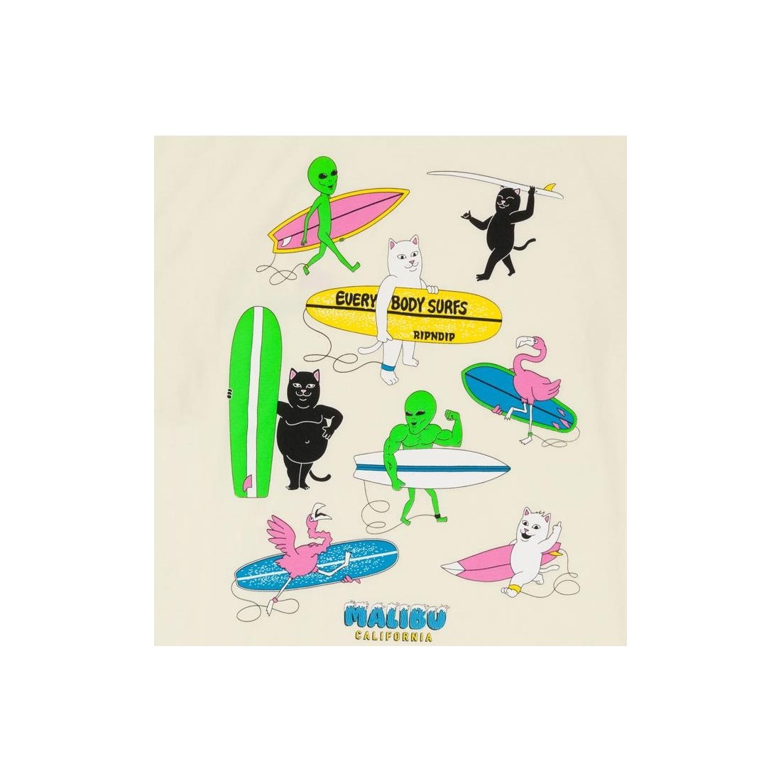 RIPNDIP EVERYBODY SURF TEE BEIGE1