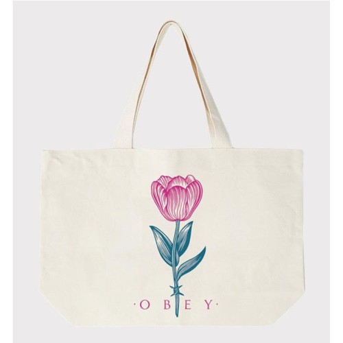 OBEY BARBWIRE FLOWER TOTE BEIGE