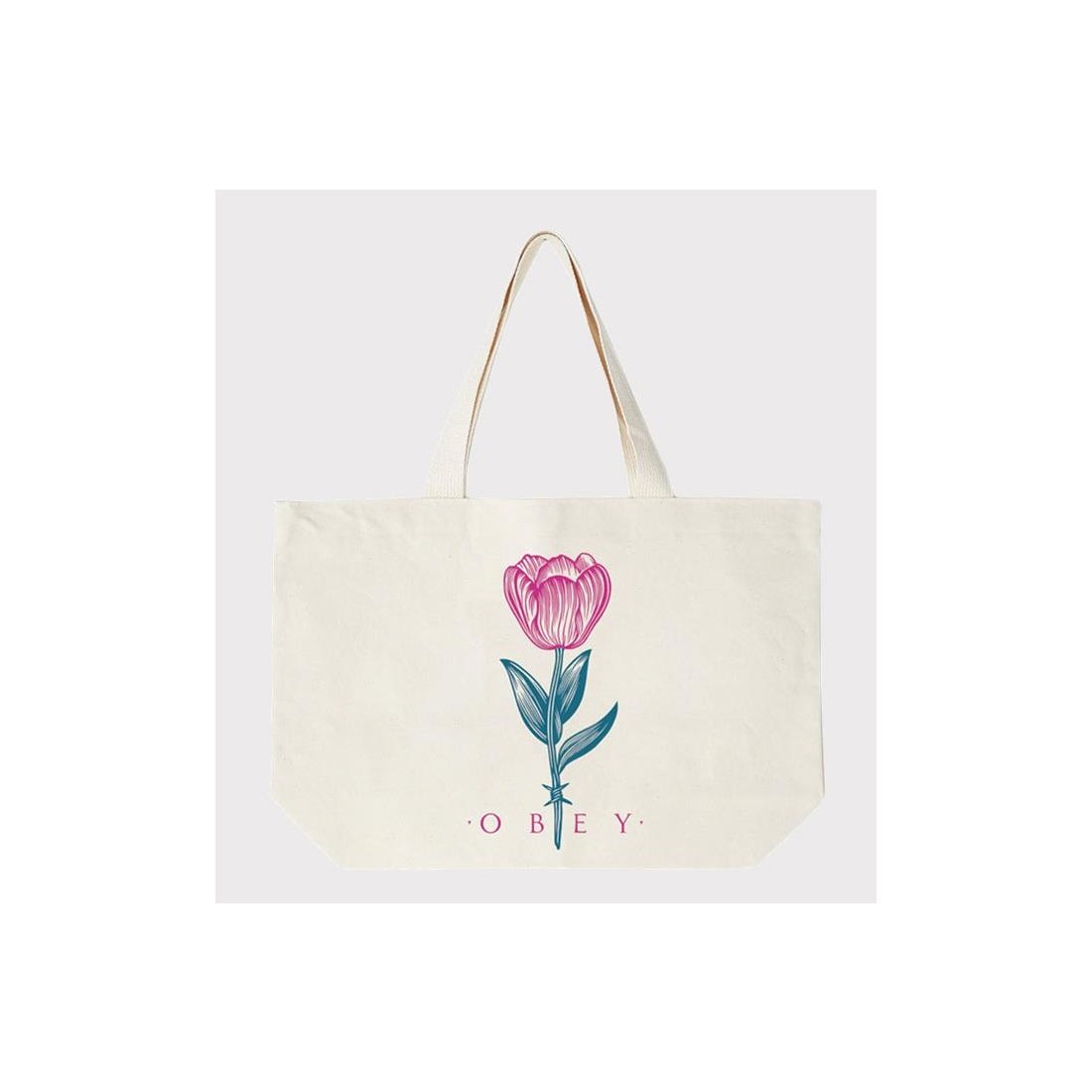 OBEY BARBWIRE FLOWER TOTE BEIGE