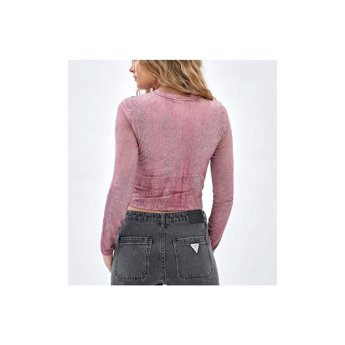 GUESS GO PRINTED DENIM LS ROSADO