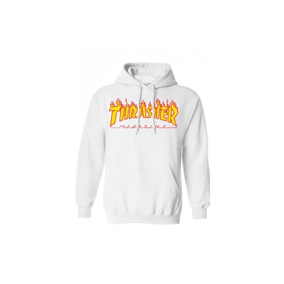 THRASHER FLAME LOGO HOODIE WHI BLANCO