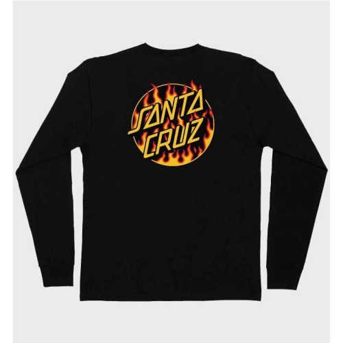 THRASHER X SANTA CRUZ FLAME LS NEGRO
