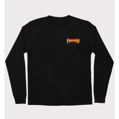 THRASHER X SANTA CRUZ FLAME LS NEGRO