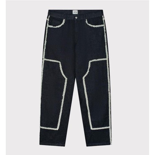 ARTE FLOWER TRIM DENIM PANTS NEGRO