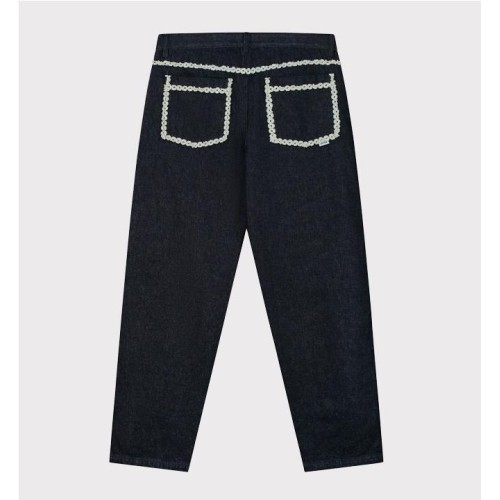 ARTE FLOWER TRIM DENIM PANTS NEGRO 2