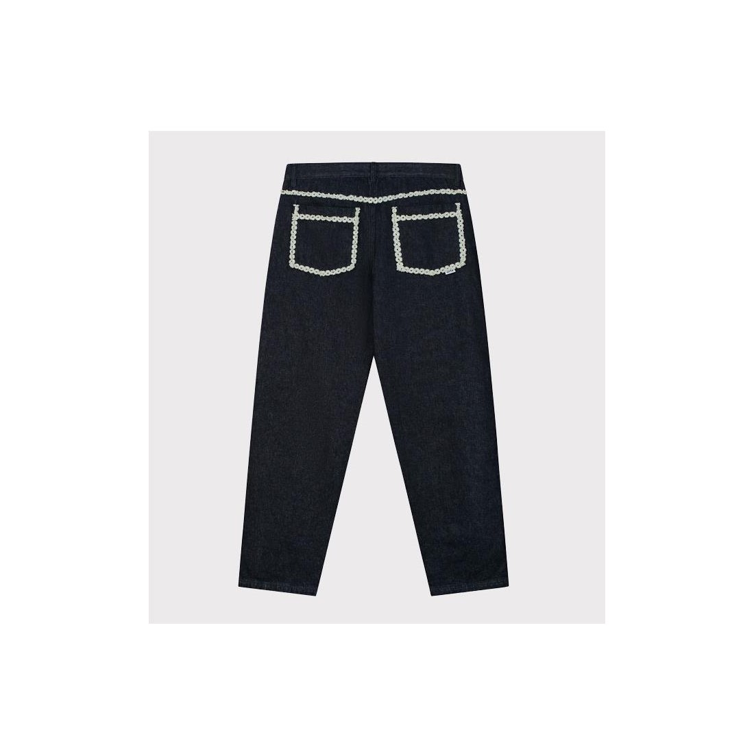 ARTE FLOWER TRIM DENIM PANTS NEGRO