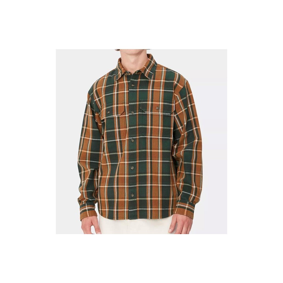CARHARTT WIP HOBART SHIRT LS MARRON