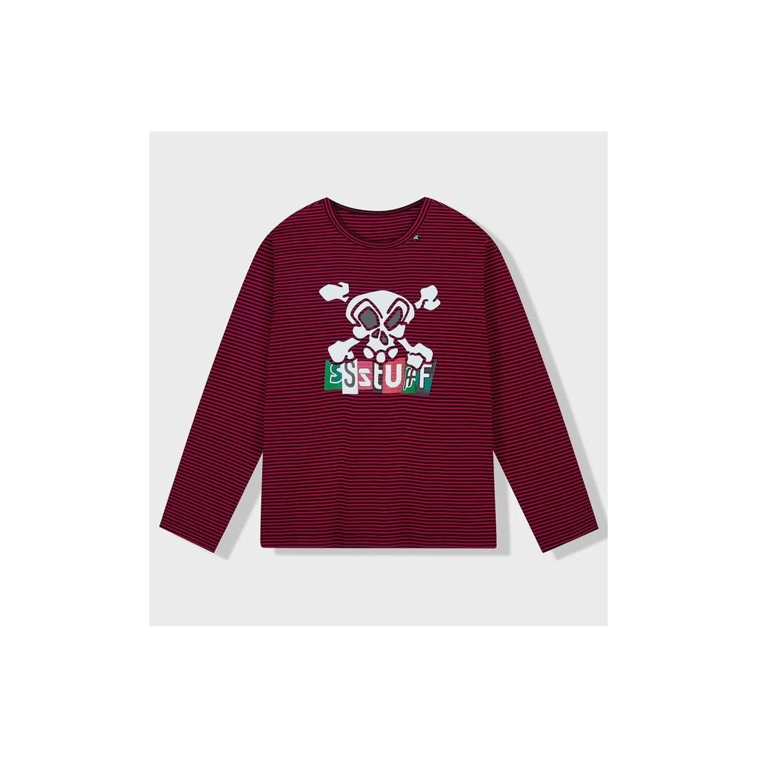 SSSTUFFF SKULL STRIPES LS ROJO
