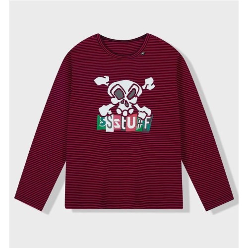 SSSTUFFF SKULL STRIPES LS ROJO