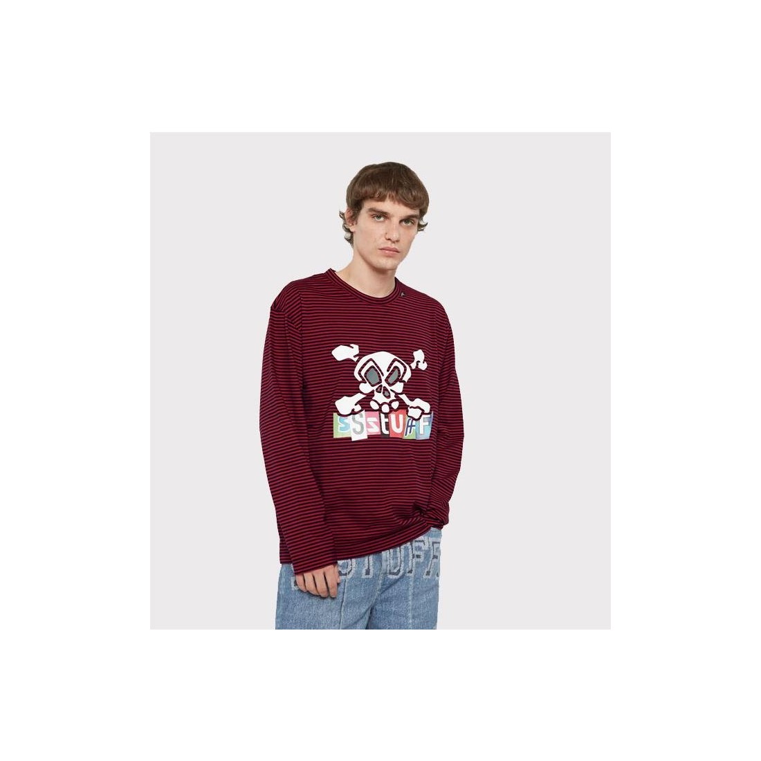 SSSTUFFF SKULL STRIPES LS ROJO