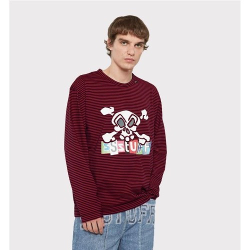 SSSTUFFF SKULL STRIPES LS ROJO