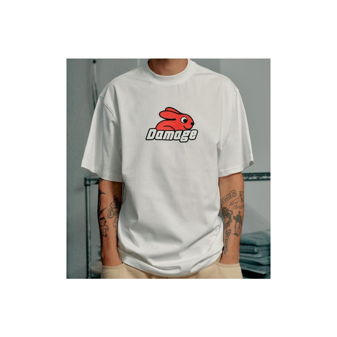 DAMAGE BUNNY TEE BLANCO