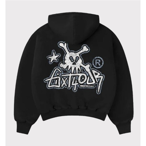 6IXT4OUR SKULL TAG HOODIE NEGRO