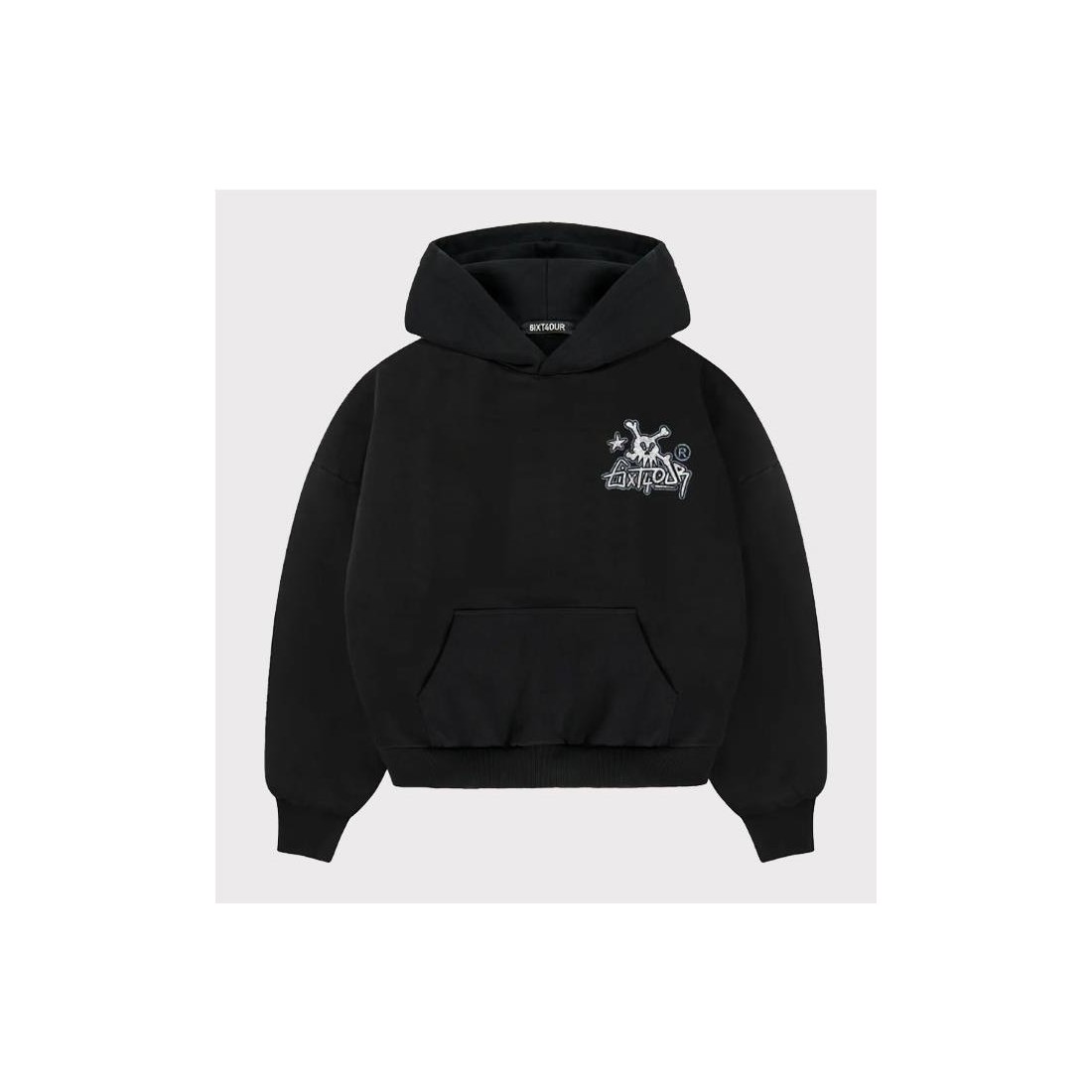 6IXT4OUR SKULL TAG HOODIE NEGRO