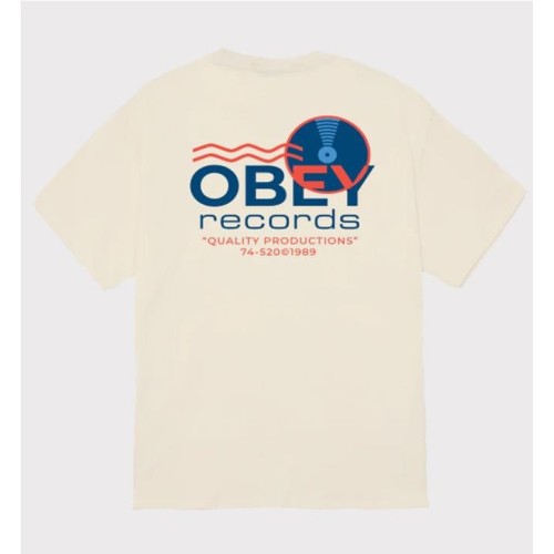 OBEY RECORDS SOUND WAVES TEE BEIGE