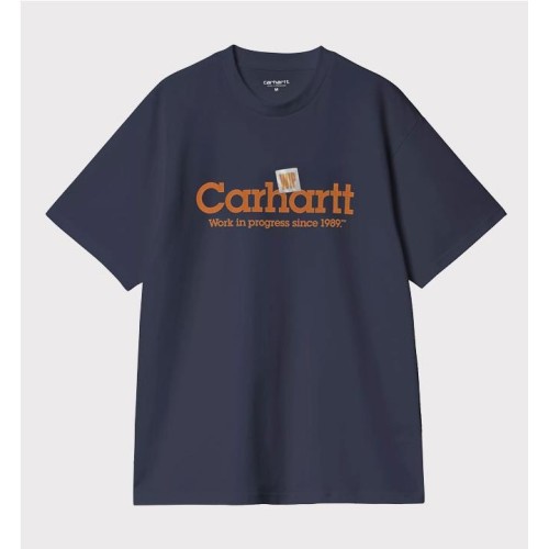 CARHARTT WIP LABEL SCRIPT TEE AZUL