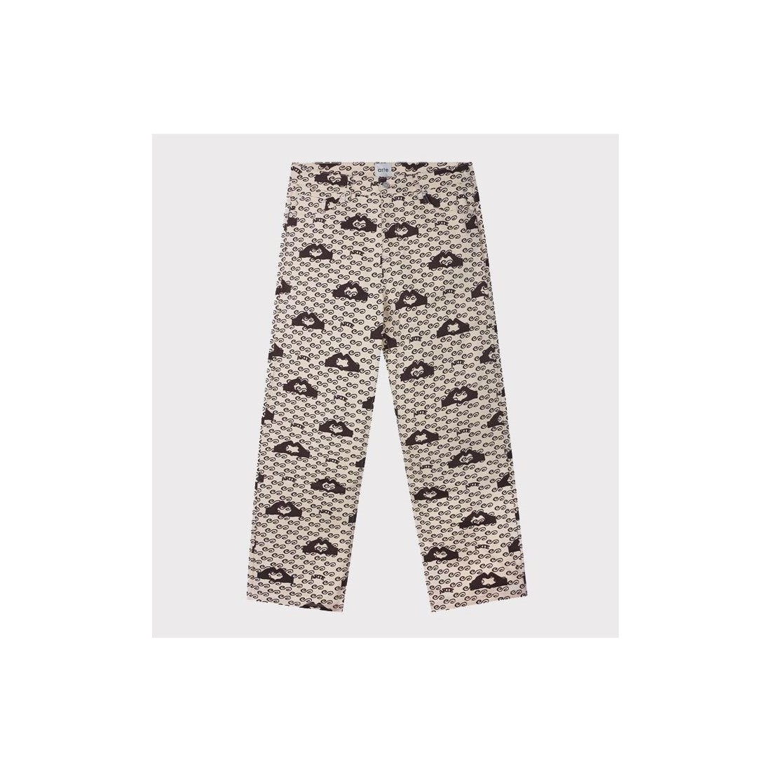 ARTE HAND HEARTS PRINT PANTS BEIGE1