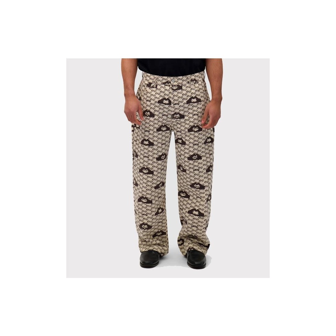 ARTE HAND HEARTS PRINT PANTS BEIGE1