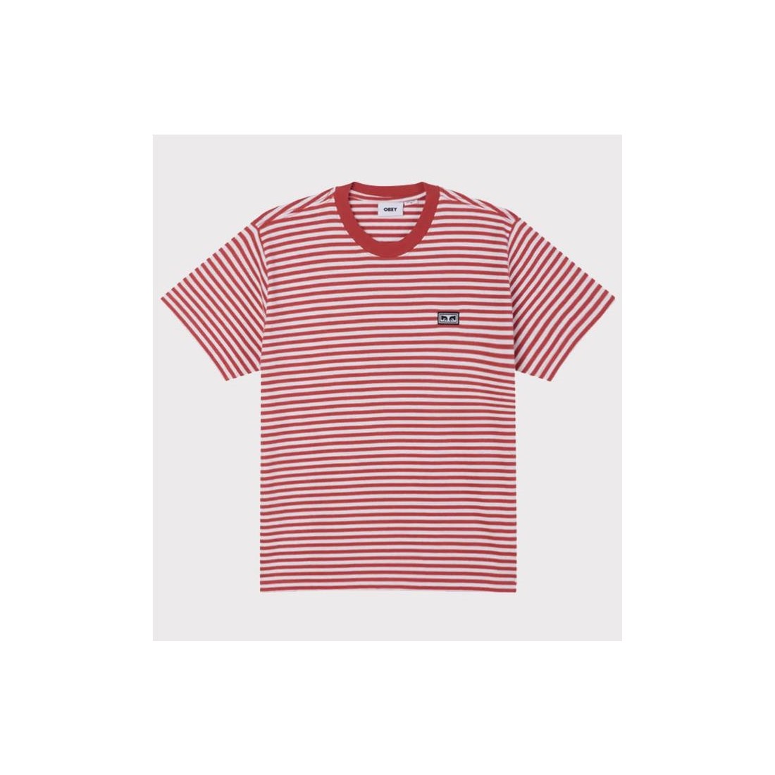 OBEY WORKS EYES STRIPE TEE ROJO