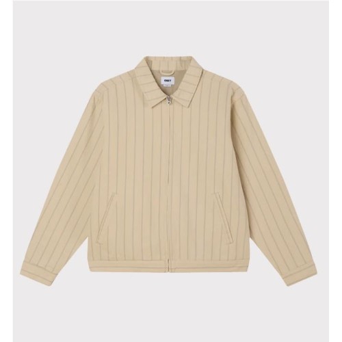 OBEY STRIPE ZIP UP JACKET BEIGE1