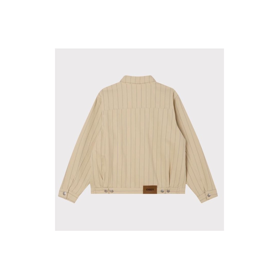 OBEY STRIPE ZIP UP JACKET BEIGE1