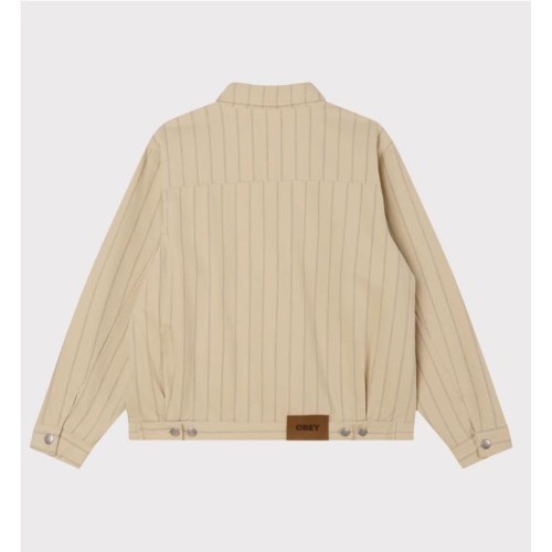 OBEY STRIPE ZIP UP JACKET BEIGE1