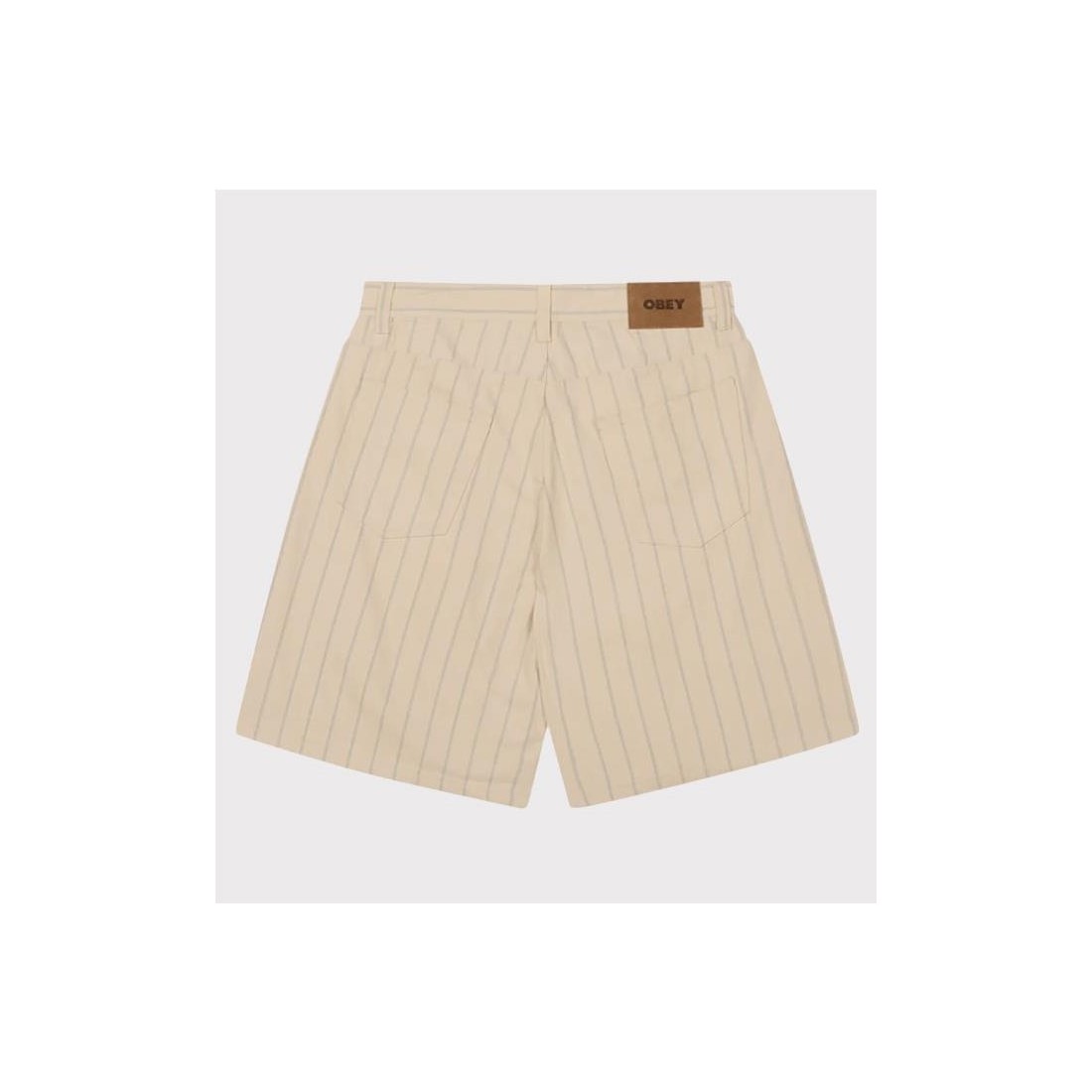 OBEY STRIPE BAGGY DENIM SHORT BEIGE