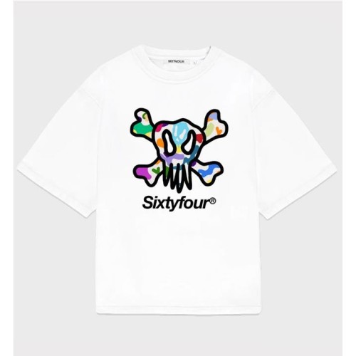 6IXT4OUR MULTICOLOR SKULL TEE BLANCO