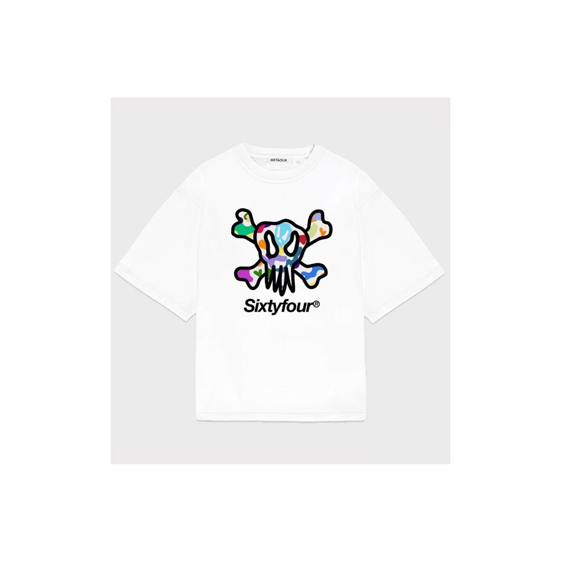 6IXT4OUR MULTICOLOR SKULL TEE BLANCO