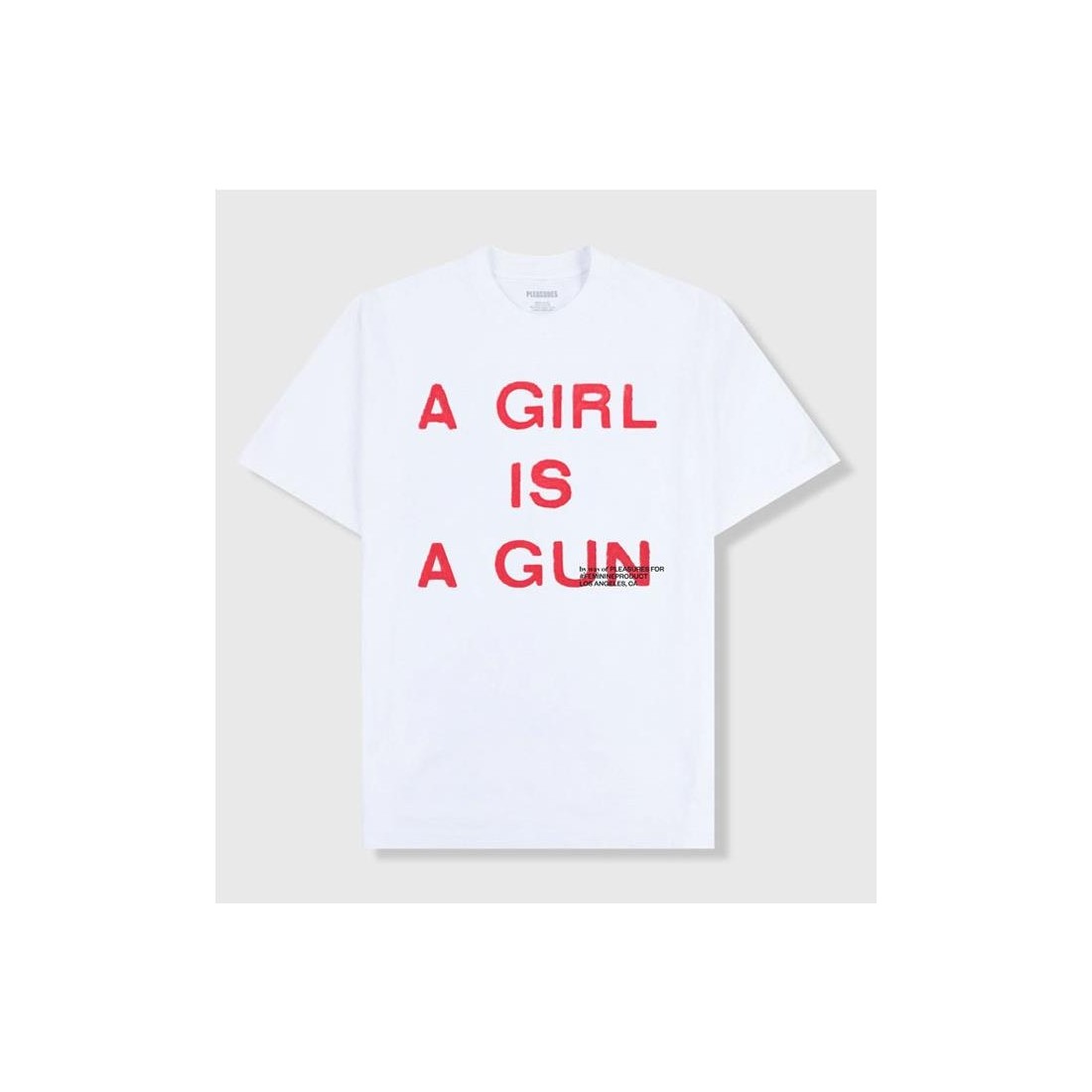 PLEASURES GIRL IS A GUN TEE BLANCO