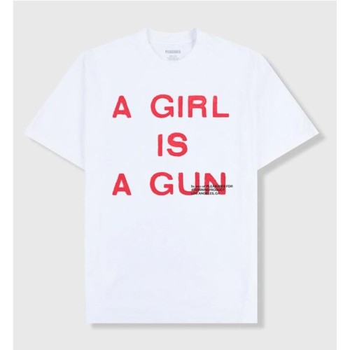 PLEASURES GIRL IS A GUN TEE BLANCO
